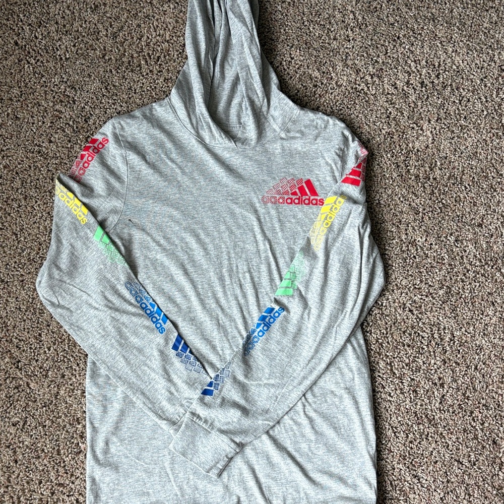 Adidas Light Gray Hoodie - Boys size 16
